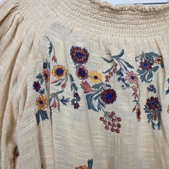 Free People Saachi floral Embroidered off shoulder Boho top blouse Large - Picture 7 of 12
